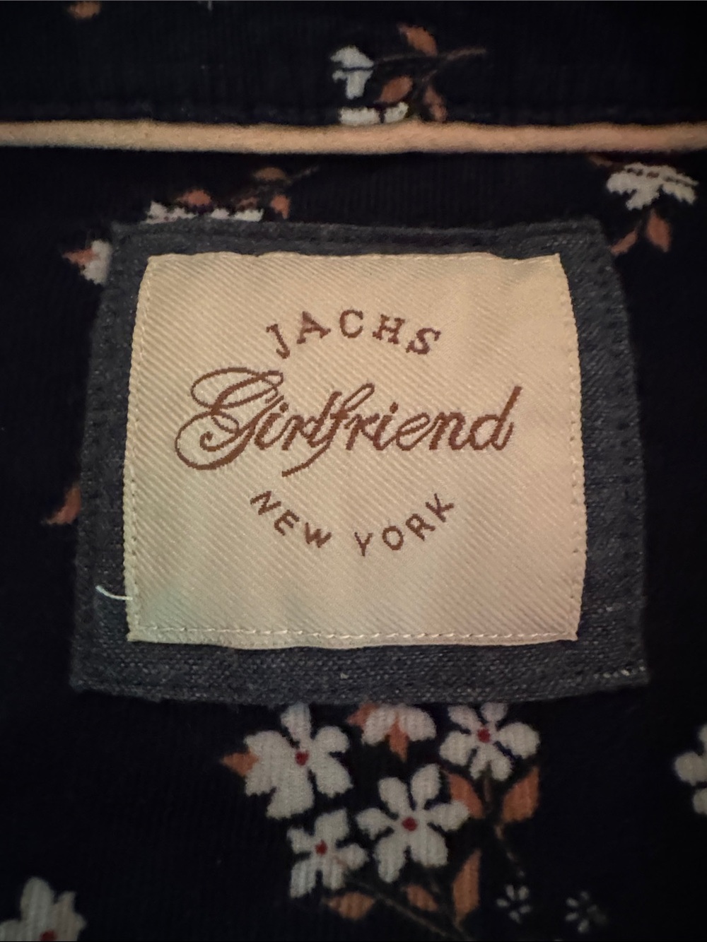 JACHS Girlfriend Navy Floral Corduroy Button-Up Shirt - Picture 3 of 7